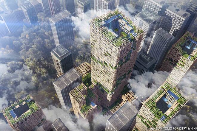 Holz als Material für Wohntürme:  Der Turm W350 in Tokio